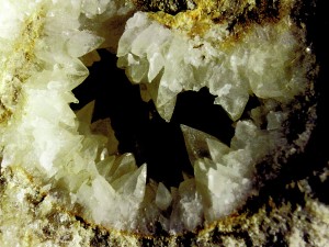 Calcitkristalle in einer Ammonitenkammer.